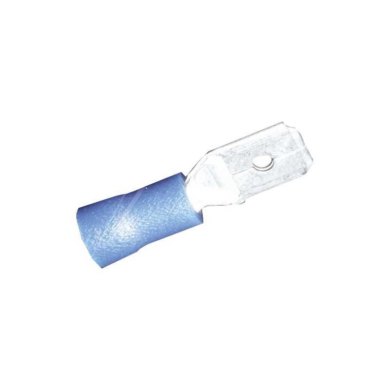 Cosse male 6.35 pre isole bleue x100