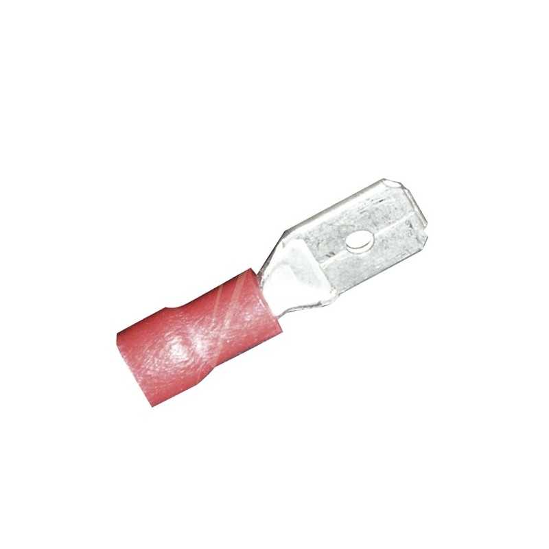 Cosse male 6.35 pre isole rouge x100