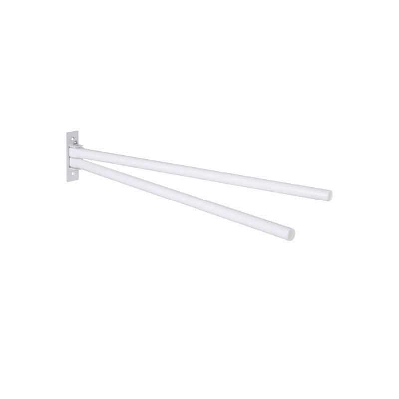 Porte serviette 2 barres pivotantes acier epoxy blanc Porte serviette 2 barres pivotantes acier epoxy blanc