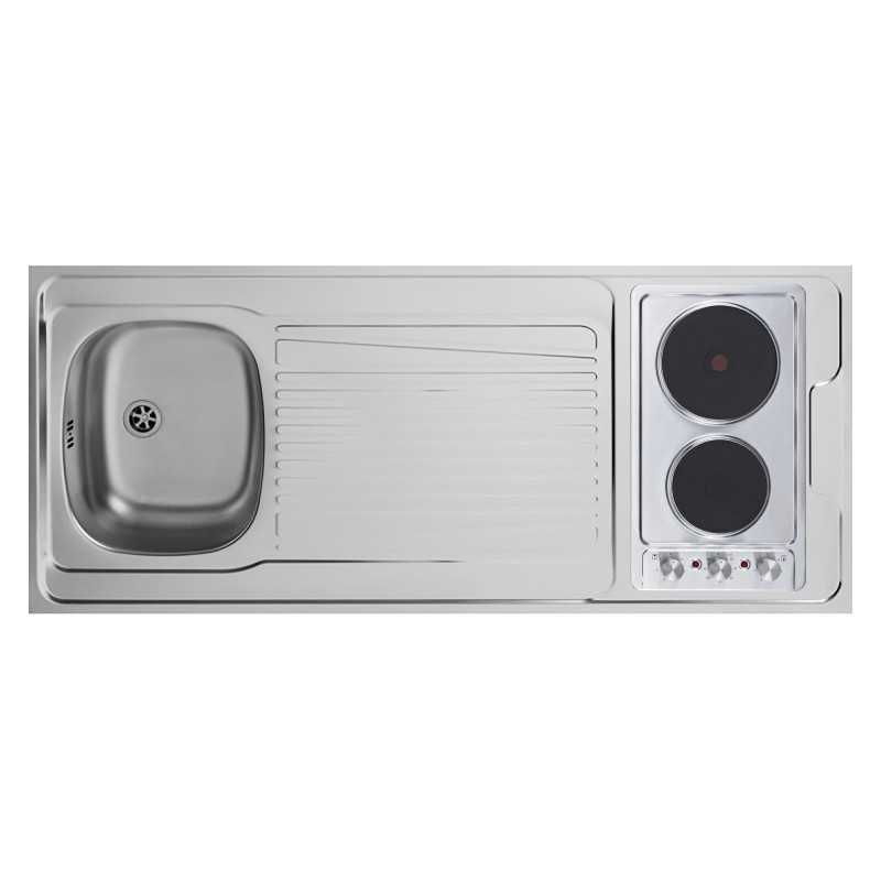 Evier inox reversible 1 cuve 140 cm domino electrique minuteur Evier inox reversible 1 cuve 140 cm domino electrique minuteur
