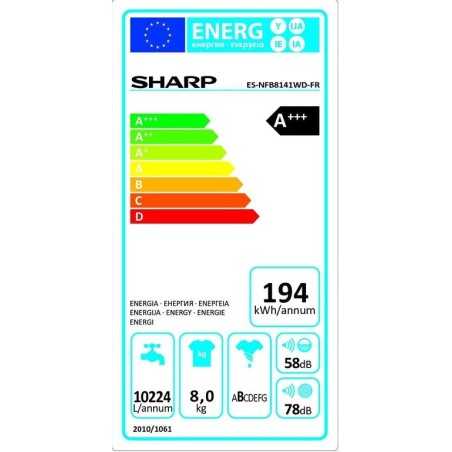 Lave-linge frontal 8kg 1400tr/min sharp