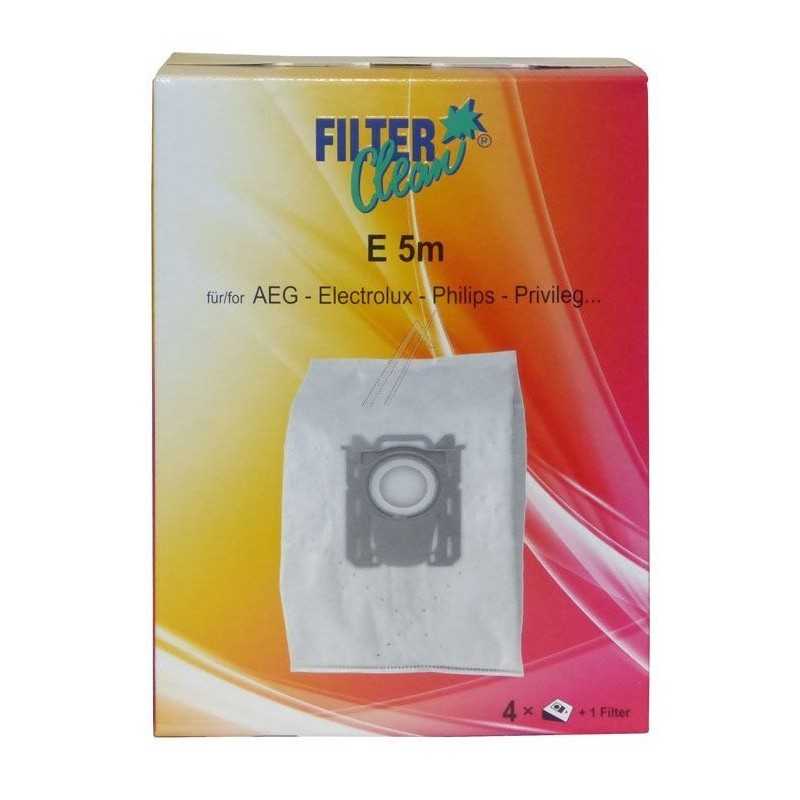 Sac aspirateur e5/ph5m e5m sac aspi non tissé x4+1filtre lot 4