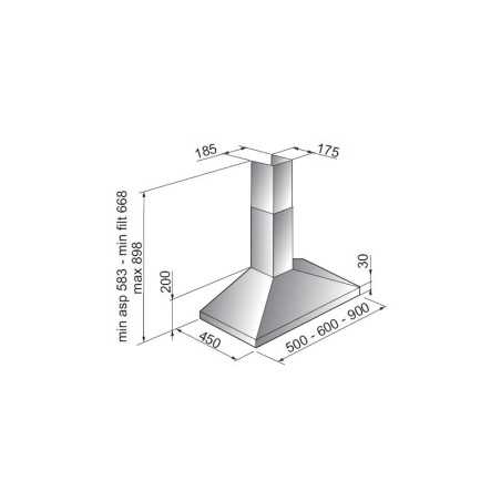 Hotte trapéze 90cm inox satine