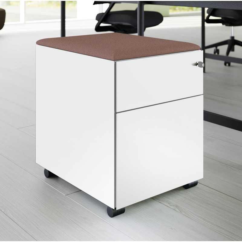 Caisson mobile metal 2 tiroirs avec assise Caisson mobile metal 2 tiroirs avec assise