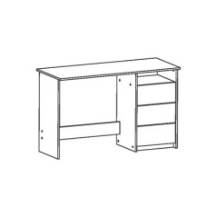 BUREAU 1 NICHE 3 TIROIRS L123CM P50CM BLANC