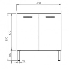 MEUBLE SOUS PLAN TOILETTE EKO LINE 60CM 2P BLANC