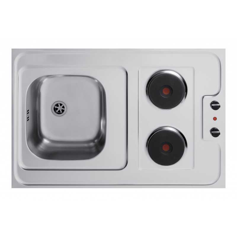 Dessus évier cuisinette électrique largeur 090 cm avec vidage complet Dessus évier cuisinette électrique largeur 090 cm avec vidage complet