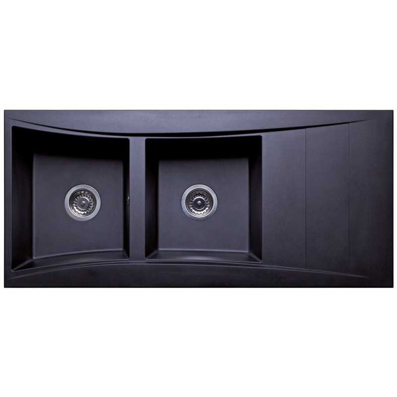 Évier 2 cuves 116 x 53 cm+ égouttoir Wave granité noir Évier 2 cuves 116 x 53 cm+ égouttoir Wave granité noir