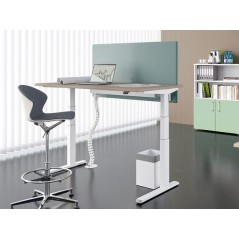 BUREAU ASKA 180X80CM PLATEAU PS PIED DROIT METAL BLANC