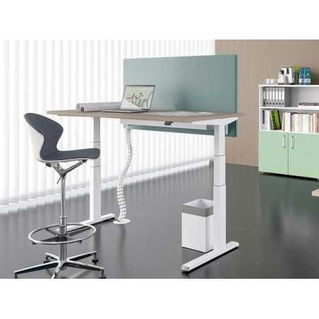 BUREAU ASKA 180X80CM PLATEAU PS PIED DROIT METAL BLANC