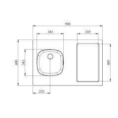 DESSUS ÉVIER CUISINETTE 1 CUVE L90 CM EMPLACEMENT DOMINO