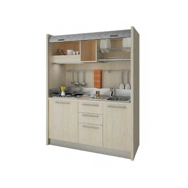Mini cuisine avec porte a rideau l.157,6x61x221cm