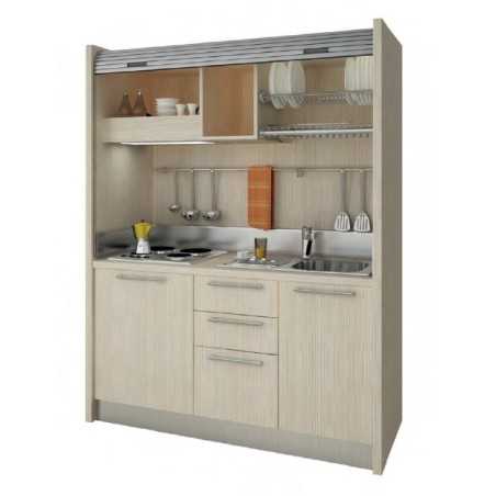 Mini cuisine avec porte a rideau l.157,6x61x221cm