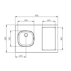 DESSUS ÉVIER CUISINETTE L90CM DOMINO VITRO SENSITIF