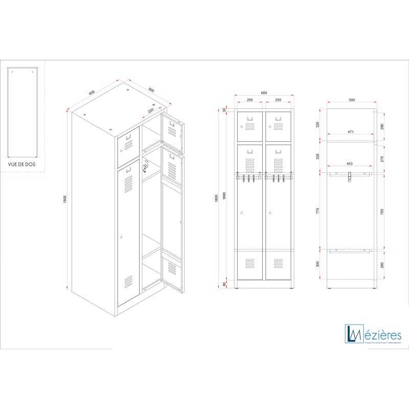 Vestiaire 2 cases industrie propre sur socle sur mesure Vestiaire 2 cases industrie propre sur socle sur mesure