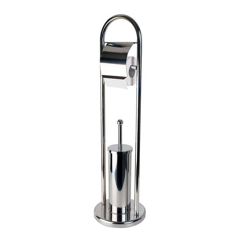 Combine Wc derouleur + brosse tube metal chrome Combine Wc derouleur + brosse tube metal chrome