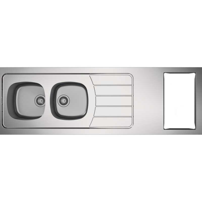 Dessus évier cuisinette 2 cuves l180 cm emplacement domino Dessus évier cuisinette 2 cuves l180 cm emplacement domino