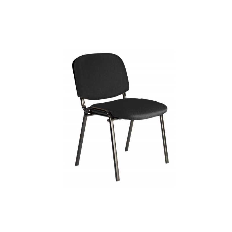 Chaise visiteur tissu noir 4 pieds peints en noir Chaise visiteur tissu noir 4 pieds peints en noir
