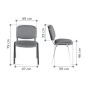 Chaise visiteur tissu noir 4 pieds peints en noir Chaise visiteur tissu noir 4 pieds peints en noir