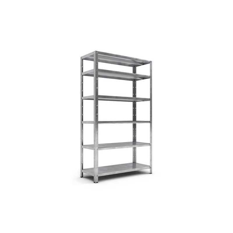 Rayonnage 6 tablettes l100 x p30 x h207 cm acier galvanise Rayonnage 6 tablettes l100 x p30 x h207 cm acier galvanise