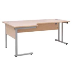 BUREAU BOIS PIETEMENT MÉTAL GRIS PLATEAU BLANC