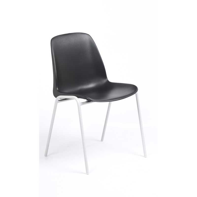 Chaise coque noire pietement tube d'acier existe en plusieurs coloris Chaise coque noire pietement tube d'acier existe en plusieurs coloris