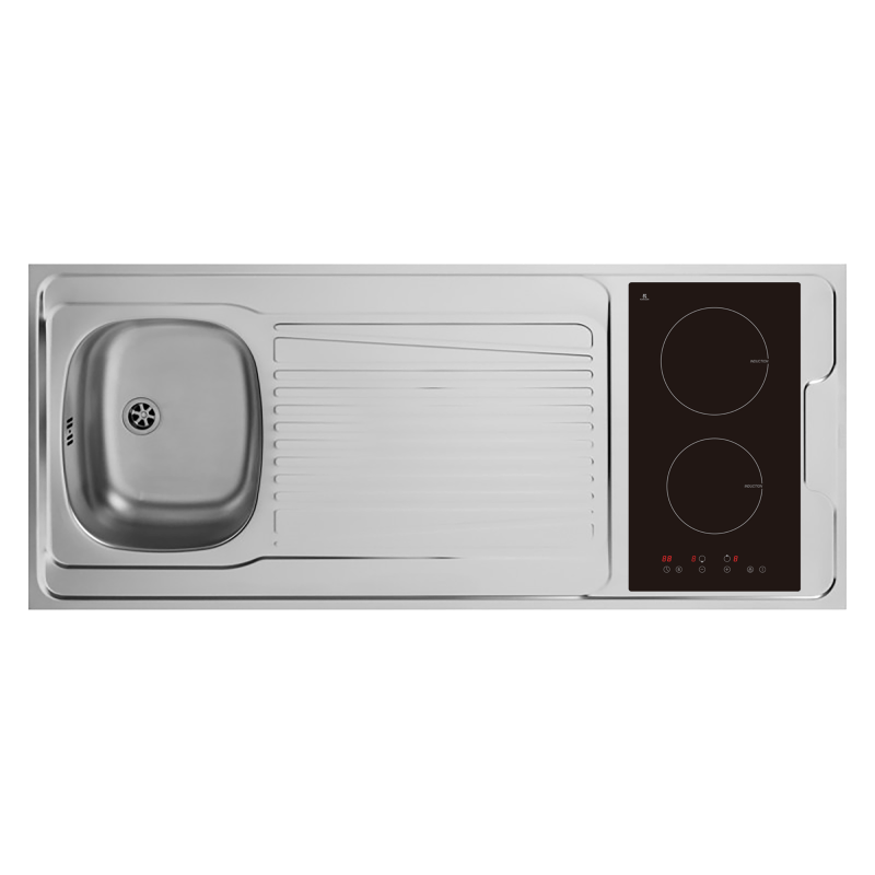 Evier inox reversible 1 cuve 140 cm domino induction Evier inox reversible 1 cuve 140 cm domino induction