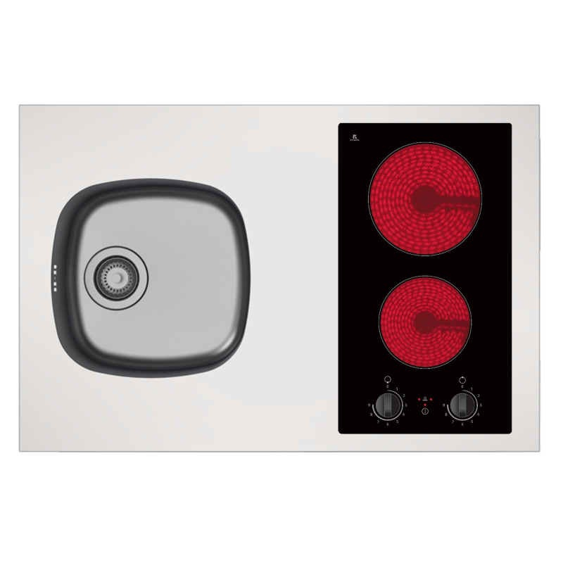 Dessus évier cuisinette l90cm domino vitro manette Dessus évier cuisinette l90cm domino vitro manette