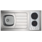 Kitchenette 120cm domino électrique meuble 2 portes frigo Kitchenette 120cm domino électrique meuble 2 portes frigo
