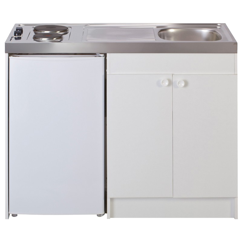 Kitchenette 120cm domino électrique meuble 2 portes frigo Kitchenette 120cm domino électrique meuble 2 portes frigo