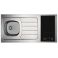 Kitchenette 120cm domino induction manette meuble 2 portes frigo Kitchenette 120cm domino induction manette meuble 2 portes frigo