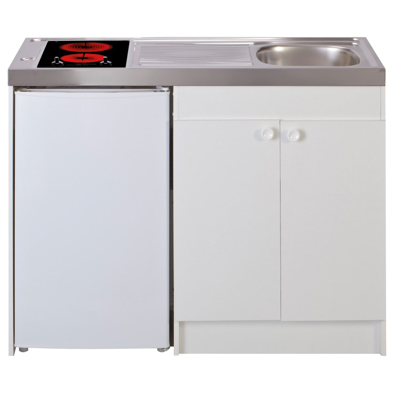 Kitchenette 120cm domino vitrocéramique manette meuble 2 portes frigo Kitchenette 120cm domino vitrocéramique manette meuble 2 portes frigo
