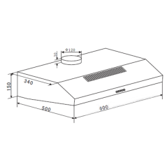 Hotte casquette inox 60cm 380M3/H