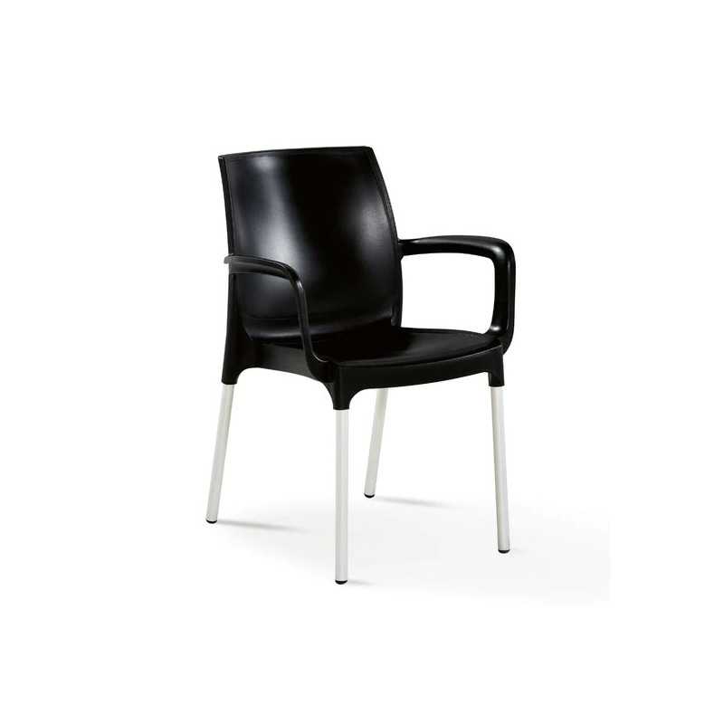 Chaise avec accoudoir polypropylène et pieds alu