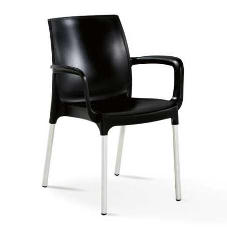 Chaise avec accoudoir polypropylène et pieds alu